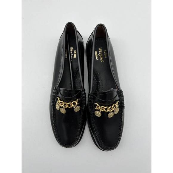 New Anthropologie Bass Charm Penny Laofers Womans Size 8 Medium Black Slip On - Picture 4 of 11